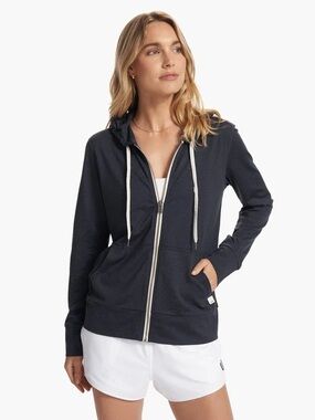 Women’s Zip-Up Hoodie in Dark Charcoal with Contrast Drawstrings